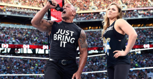 Ronda Rousey the rock wwe WM