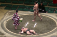 Sumo bout ends with walk-off KO