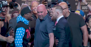 Floyd Mayweather and Conor McGregor staredown