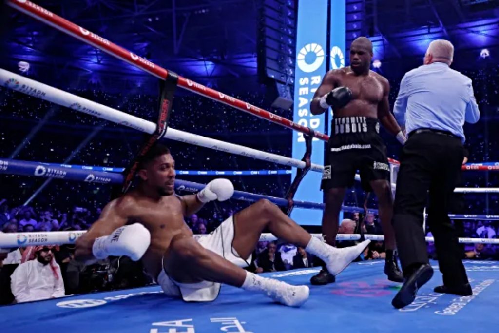 Anthony Joshua knocked down by Daniel Dubois