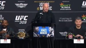 Dana White, Tom Aspinall, Jon Jones, Stipe Miocic