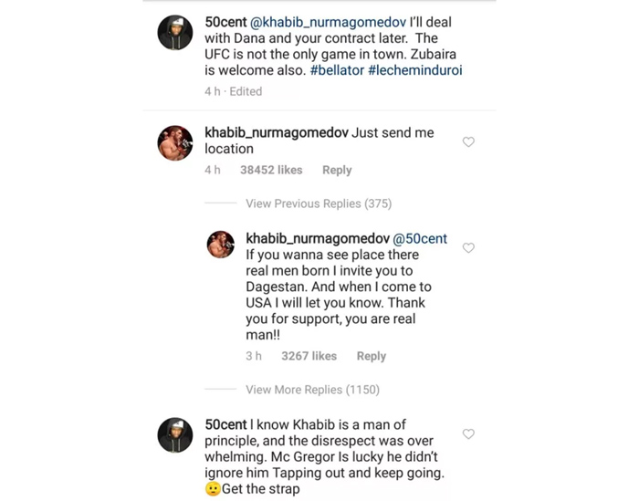 Khabib Nurmagomedov responds to 50 Cent's $2 million Bellator offer ...